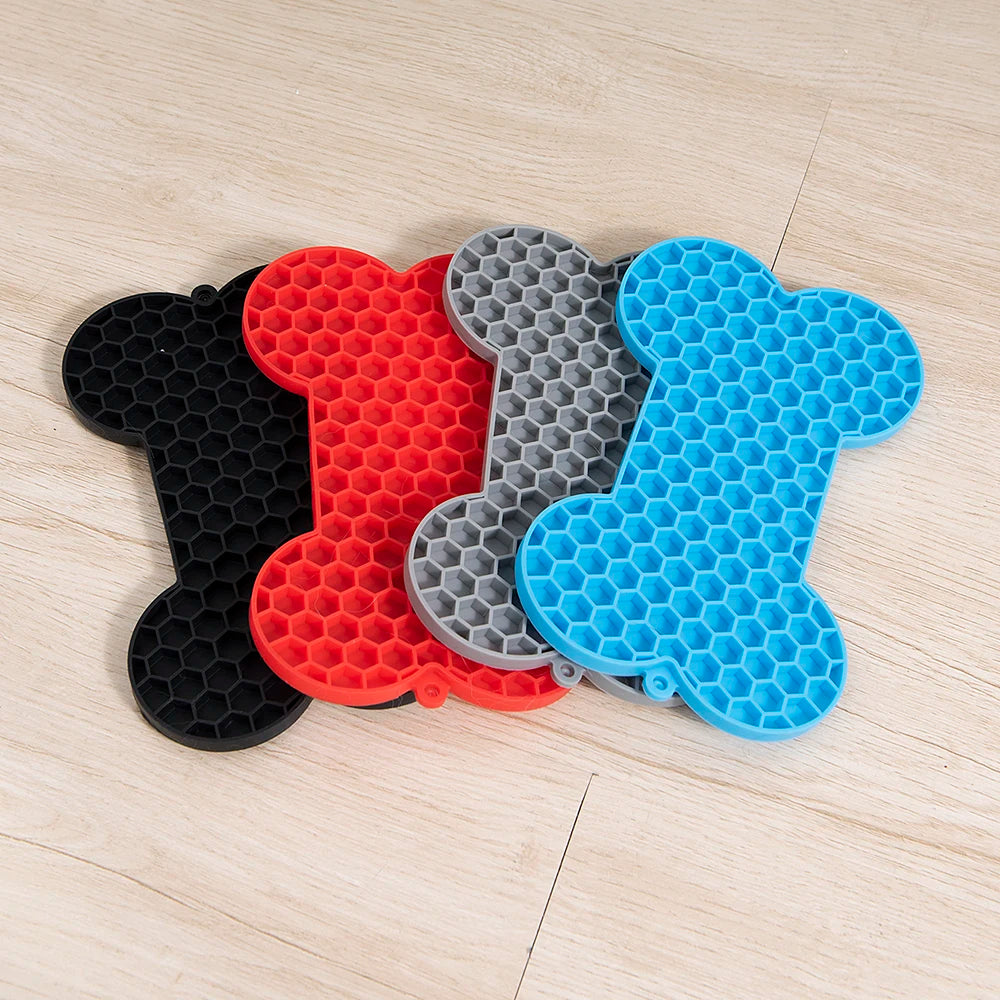 Dog Slow Food Pad Bone Silicone Pet Licking Pad Mat Placemats