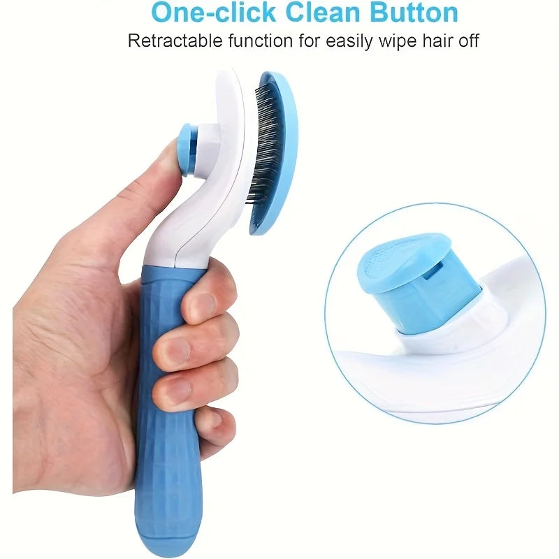 Cat & Dog Dehairing Brush with One-Touch Mechanism - Heavy-Duty