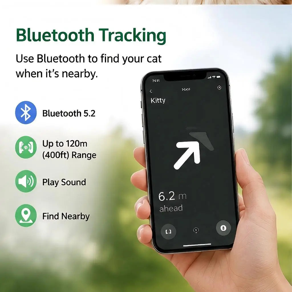 GPS Pet Tracker Collar for Cats and Apple-Compatible