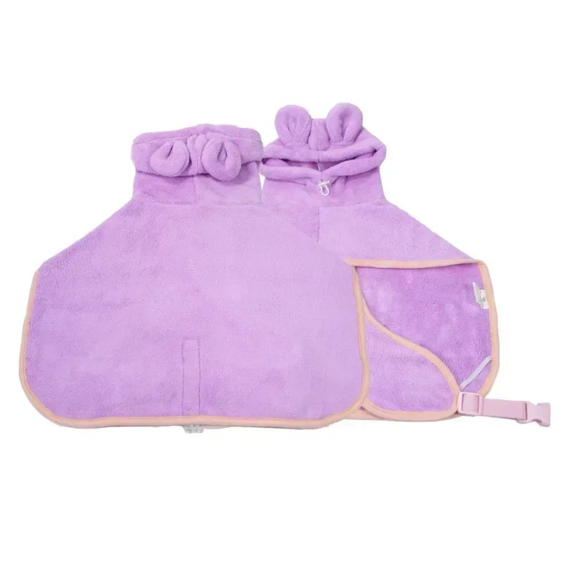Bathrobe for Dogs Super ABSorbent Fast Drying Hooded Cute Pet