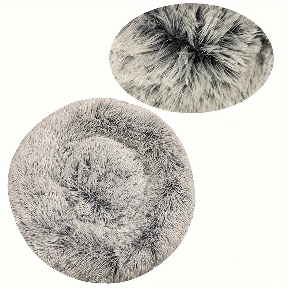 Round Pet Bed for Large Dog Bed Donut Long Plush Cat Bed for