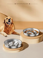 PUzzle Bowl Slow Feeder for Dogs, Stainless Steel Anti-Choking