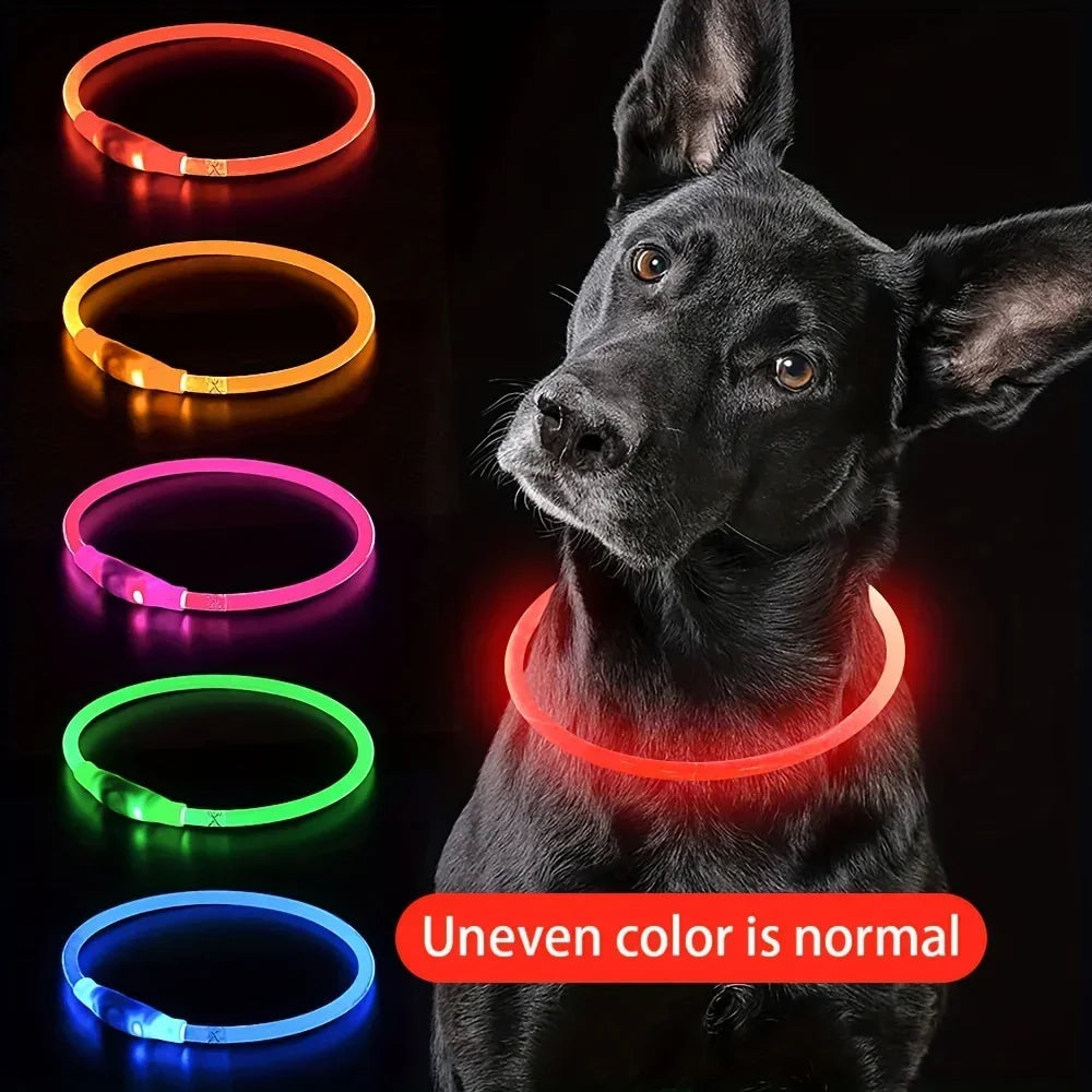 USB Rechargeable Fiber Optic Collar Pet Dog LED Light Collar