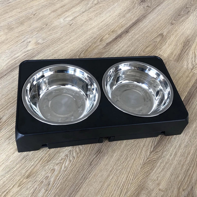 Booteely Elevated Dog Feeder Bowls Adjustable Raised Stand with