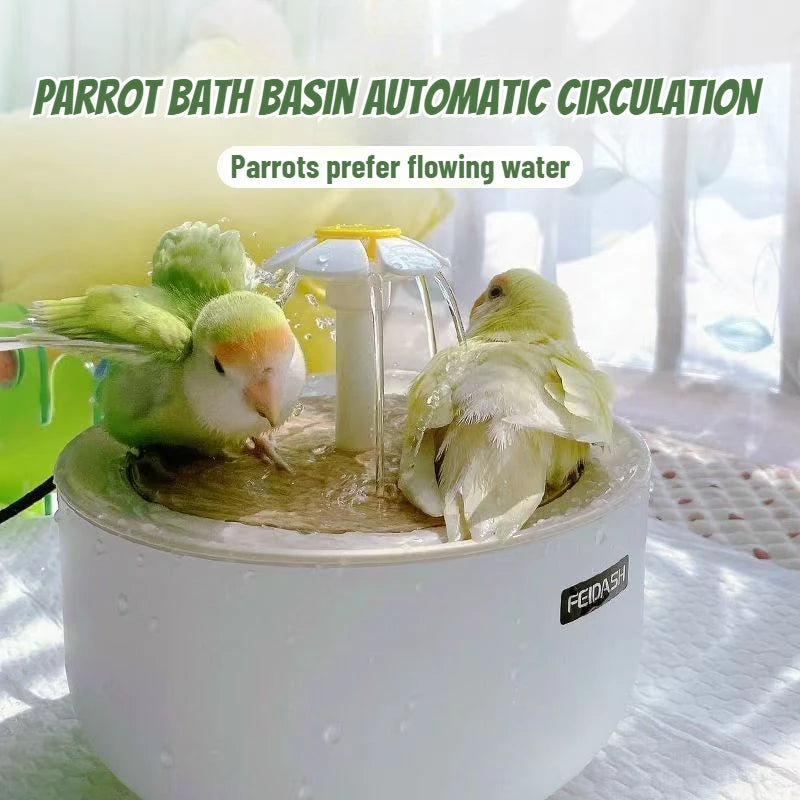 Auto Circulating 2-in-1 Parrot Bath & Pet Water Fountain Drip-Free