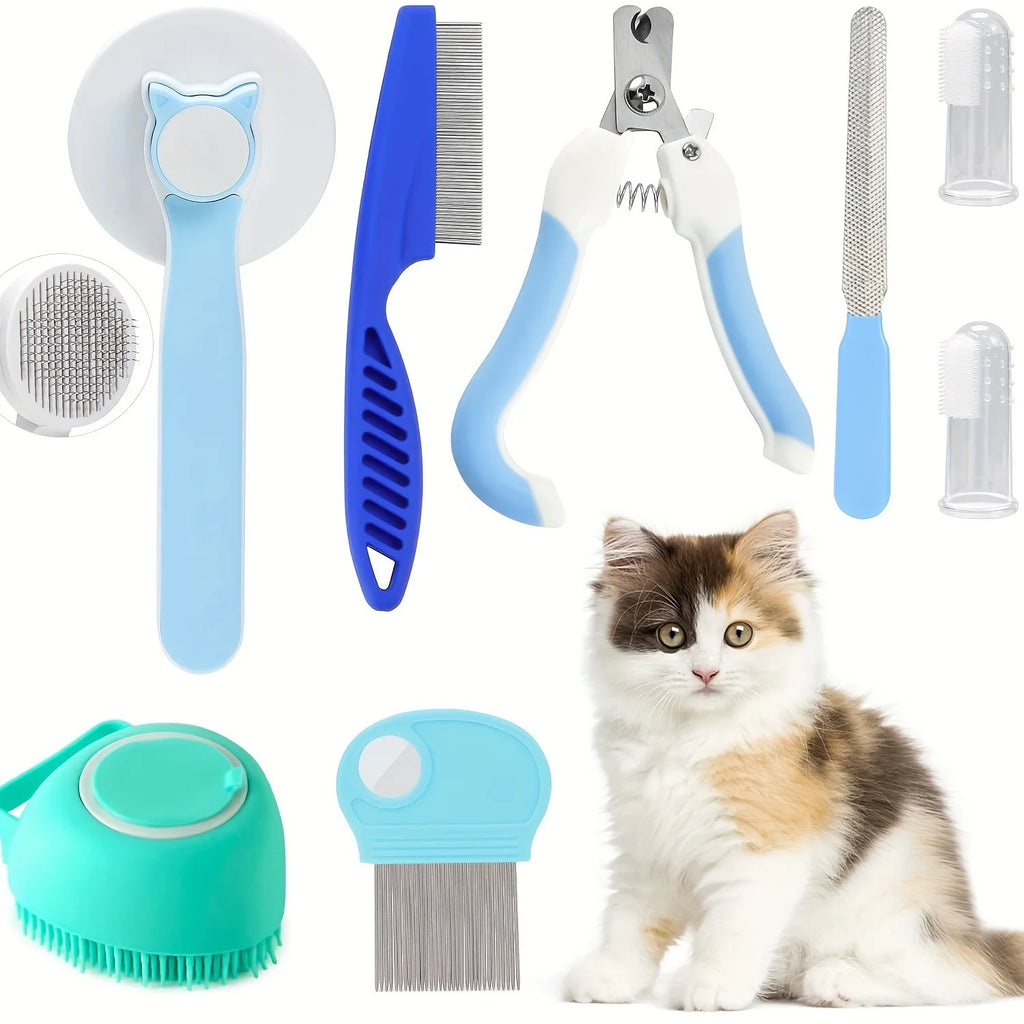 Combo Set Cat Brush Beauty Kit with Pet Nail Clippers and Files