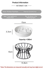 Elevated Ceramic Slow Feeder Bowl for Dogs Cats, Anti-Choking Maze