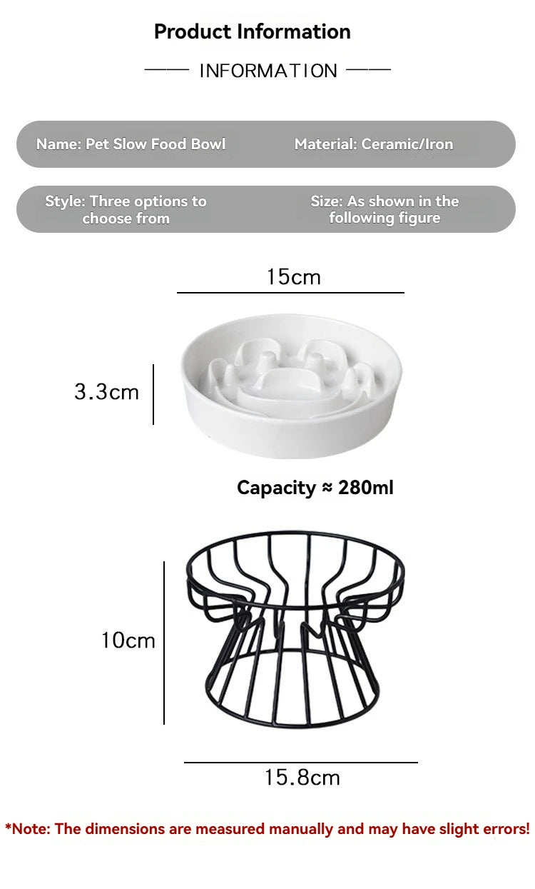 Elevated Ceramic Slow Feeder Bowl for Dogs Cats, Anti-Choking Maze