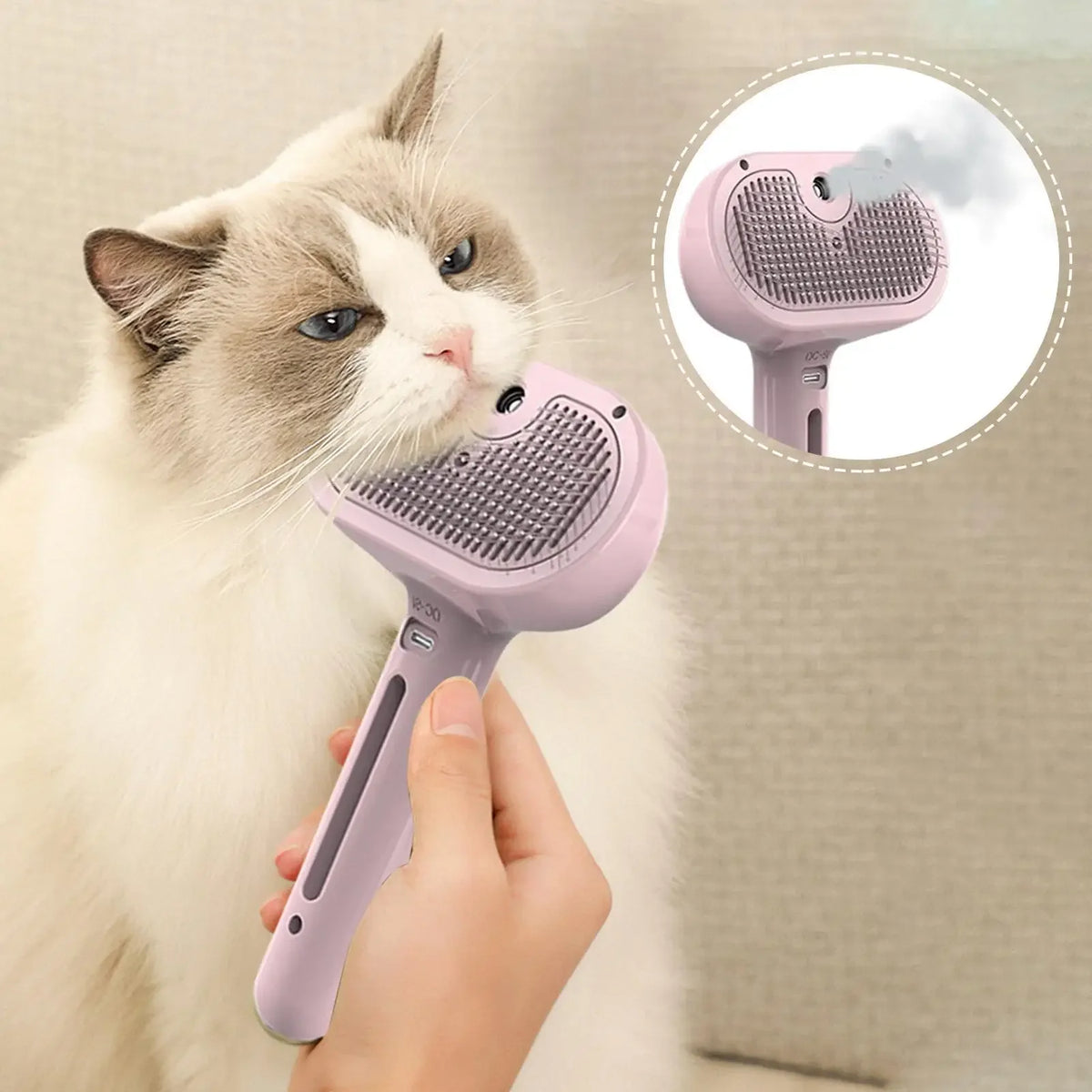 Steamy Dog Brush Electric Spray Cat Hair Brush 3 In1 Dog Steamer