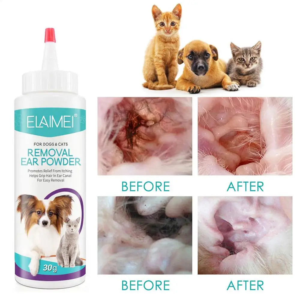 Pet Ear Powder Painless Hair Removal Powder Pet Health Care For Dogs Cats Pet Ear Health Care Easy to Remove Ear Hair