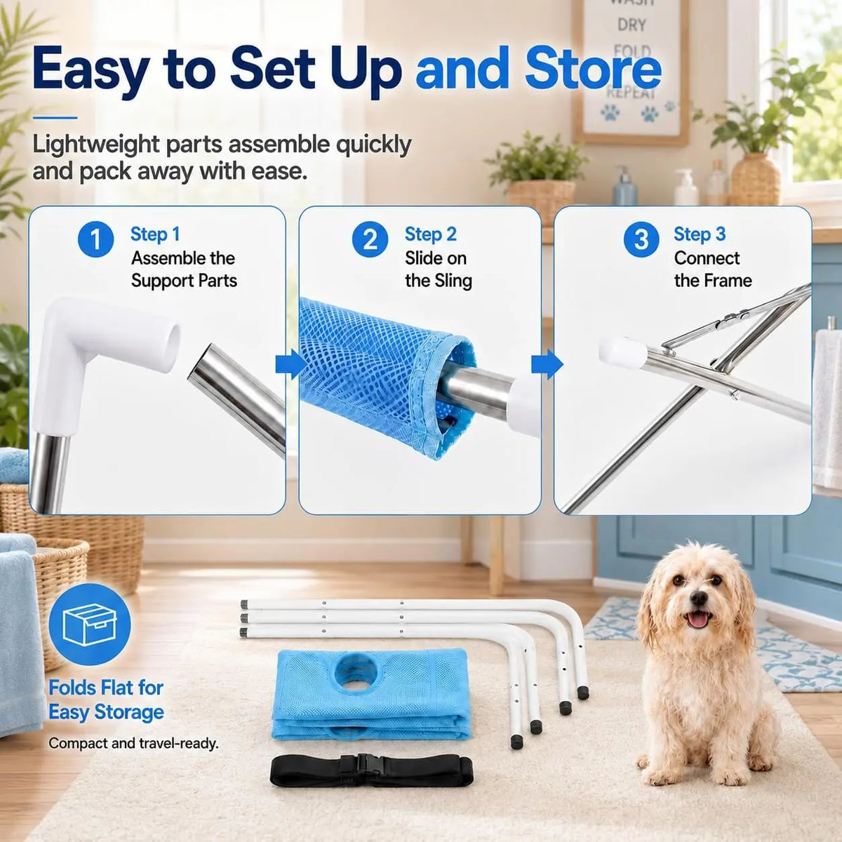 Pet Dog Bath Hammock Foldable Pet Cat Shower Grooming Table Hammoc