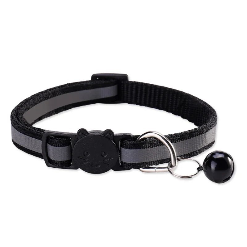 Reflective Pet Collar with Bell Adjustable Nylon Dog Cat Collar