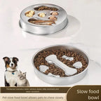 Stainless Steel Slow Feeder Bowl, Non-Slip Pet Food Bowl