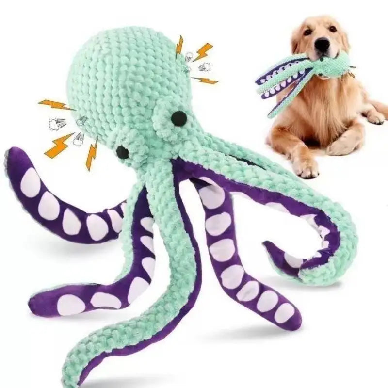 Durable Squeaky Octopus Dog Chew Toy Anxiety Relief Interactive