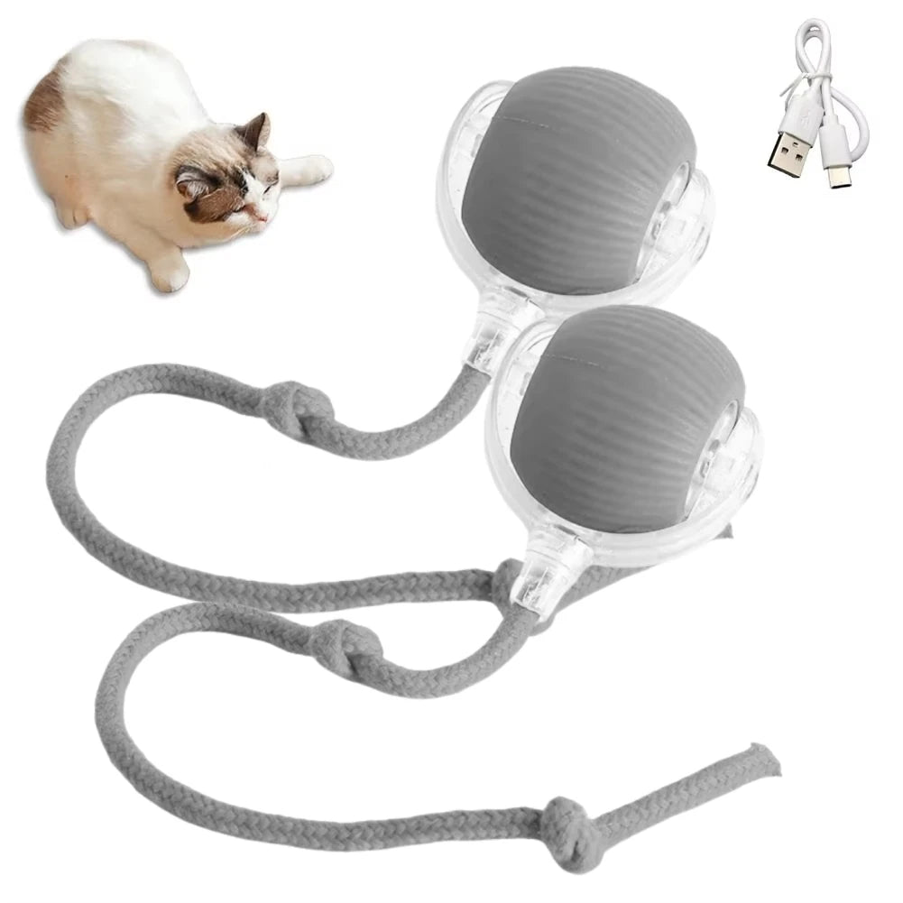 Cat Interactive Ball Toys Automatic Rolling Ball Faux Tail