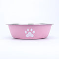 Stainless Steel Dog Bowl with Paw Print Design