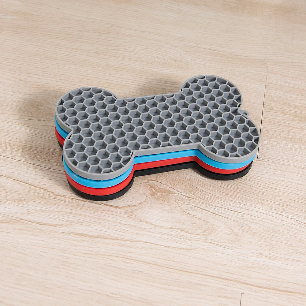Dog Slow Food Pad Bone Silicone Pet Licking Pad Mat Placemats