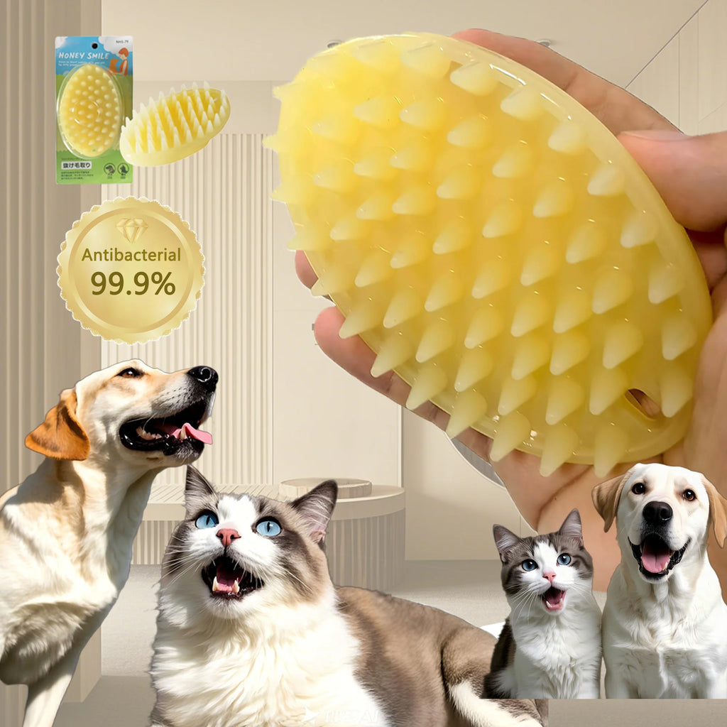 Soft Gentle Silicone Bristles Dog Cat Massage Brush Combs Cleaner