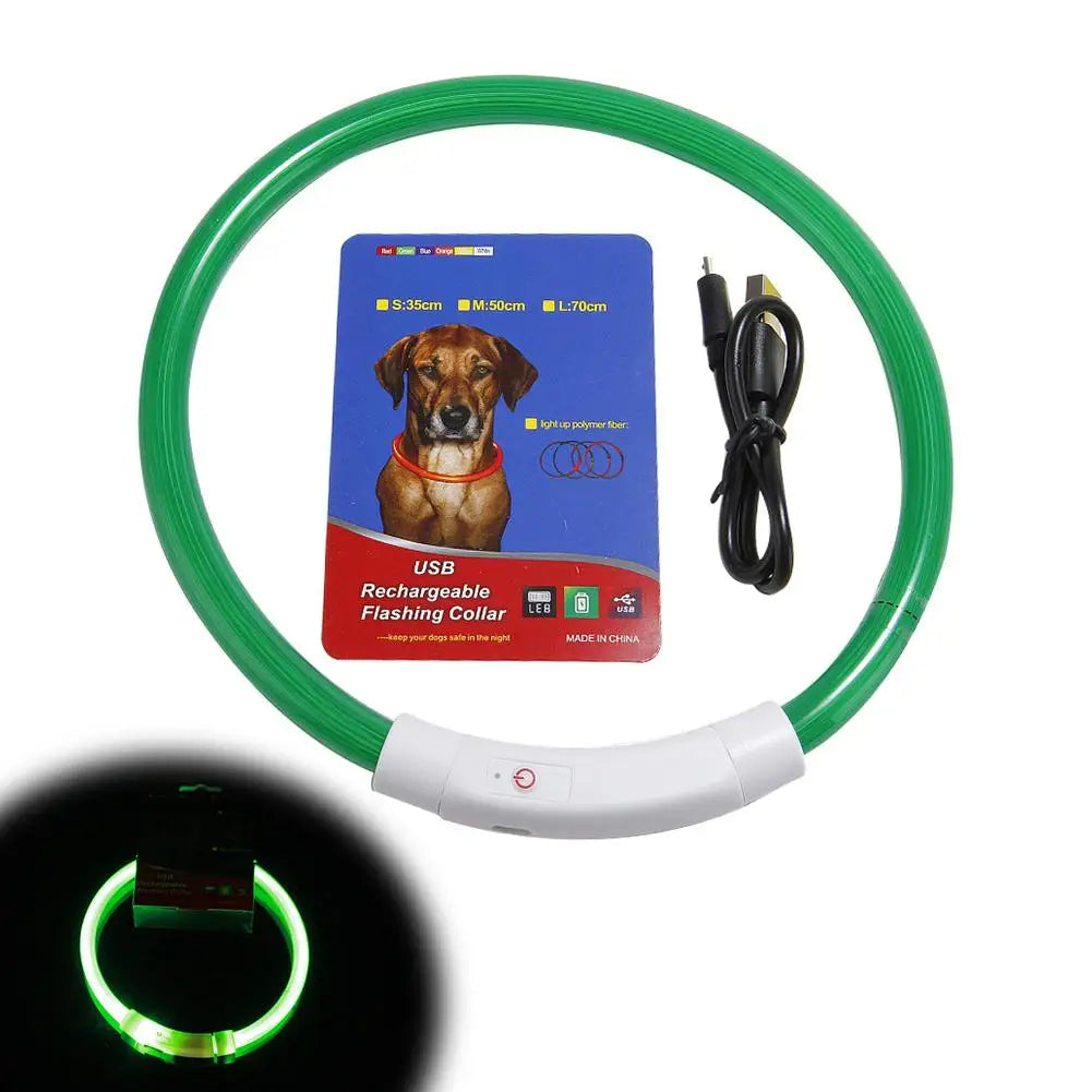 Luminous Pet Dog Collar Waterproof LED Dog Collar Rechargeable