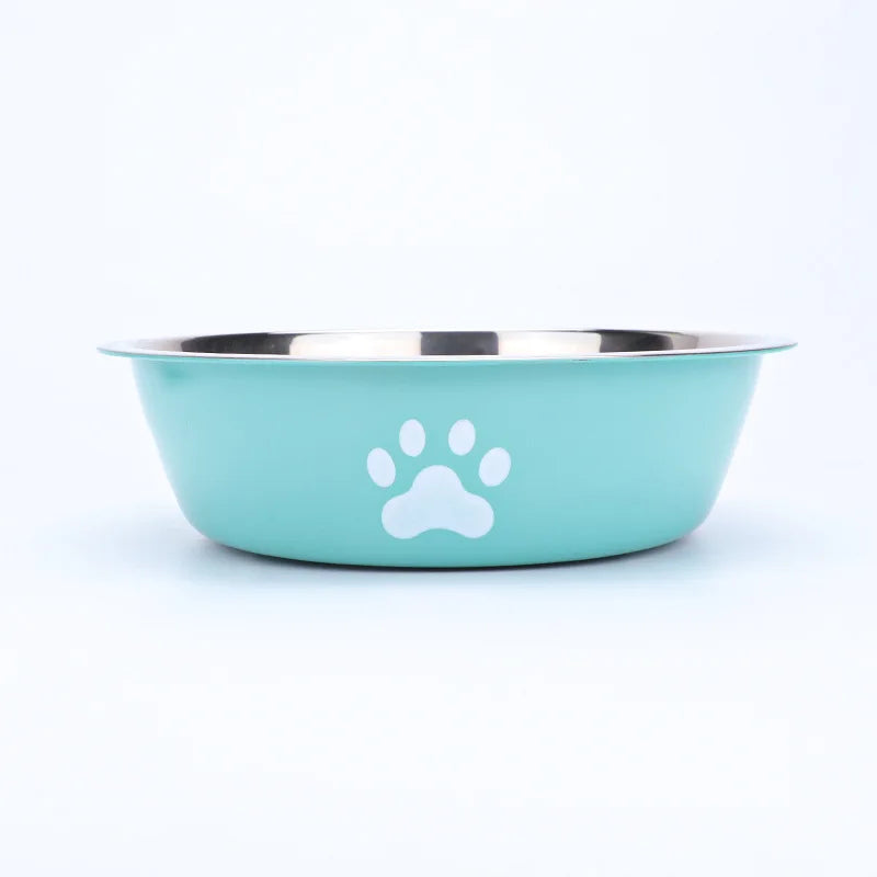 Stainless Steel Dog Bowl with Paw Print Design