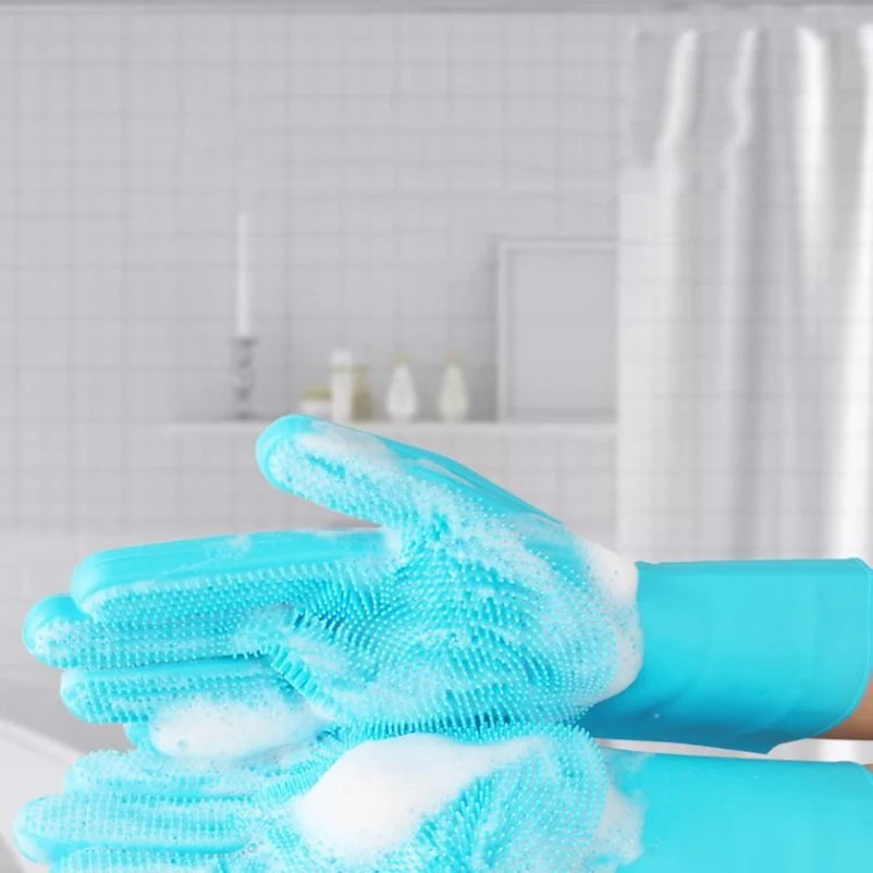 Pet Dog Bath Accessories Scrub Brush Teddy Silicone Bath Gloves
