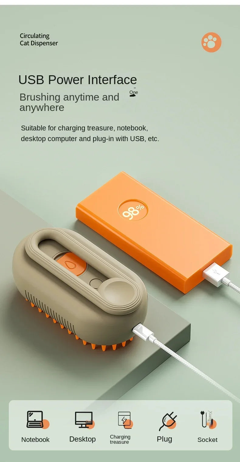 3-in-1 Dog and Cat Electric Brush Cleaning Steam Brush Spray