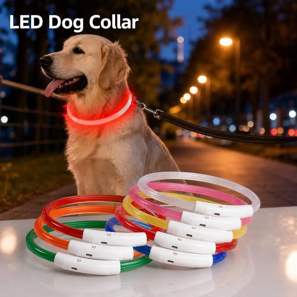 Luminous Pet Dog Collar Waterproof LED Dog Collar Rechargeable
