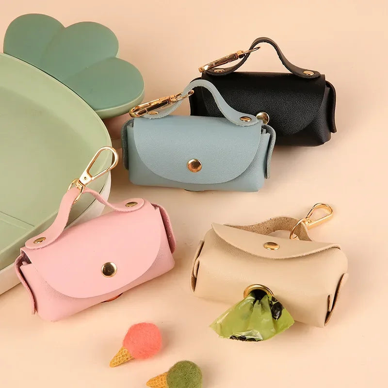 Faux Leather Portable Waste Bag Dispenser