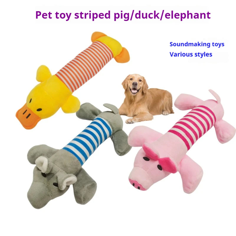 Striped Elephant, Duck, Pig Dog Chewing Toys