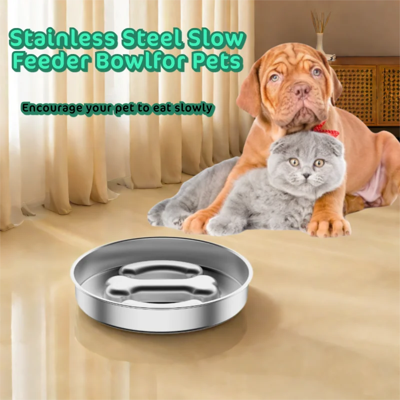 PUzzle Bowl Slow Feeder for Dogs, Stainless Steel Anti-Choking
