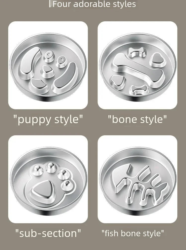Stainless Steel Slow Feeder Bowl, Non-Slip Pet Food Bowl