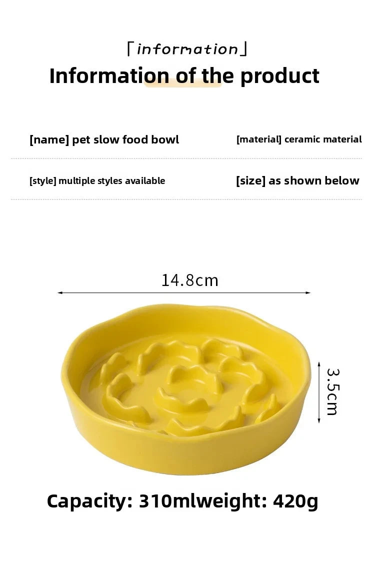 Ceramic Slow-Feeding Bowl High-Leg Cat Bowl with Neck Protection