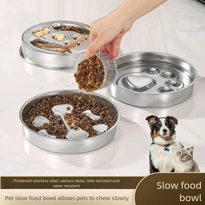 Stainless Steel Slow Feeder Bowl, Non-Slip Pet Food Bowl