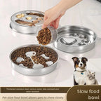 Stainless Steel Slow Feeder Bowl, Non-Slip Pet Food Bowl
