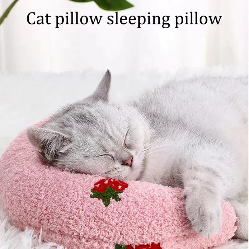 Cat Small Pillow Super Soft Half Donut Pet Calming Toy Joint