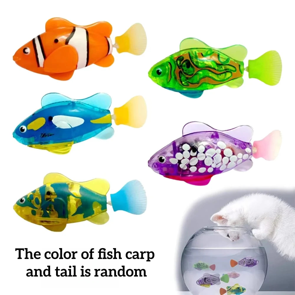 Cat Toy LED Inductive Interactive Swimming Robot Fish Toys Glowing