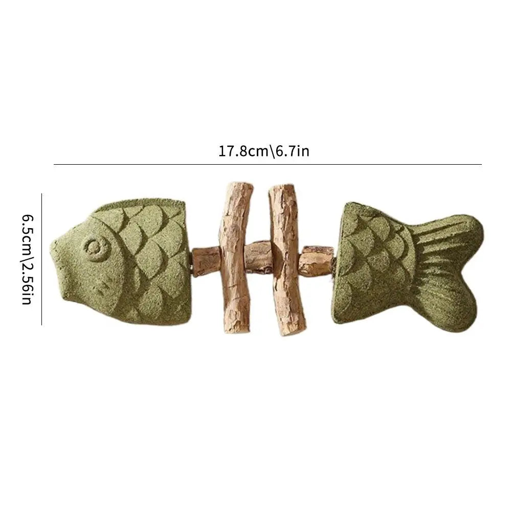 Funny Fish Bone Cat Toys Cat Teeth Cleaning Toy with Catnip &