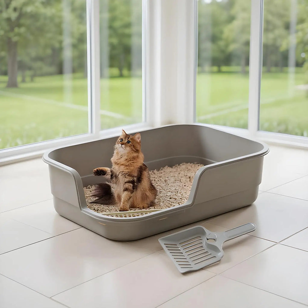 Semi Enclosed Cat Litter Box Anti Splashing Cat Toilet Sand Box