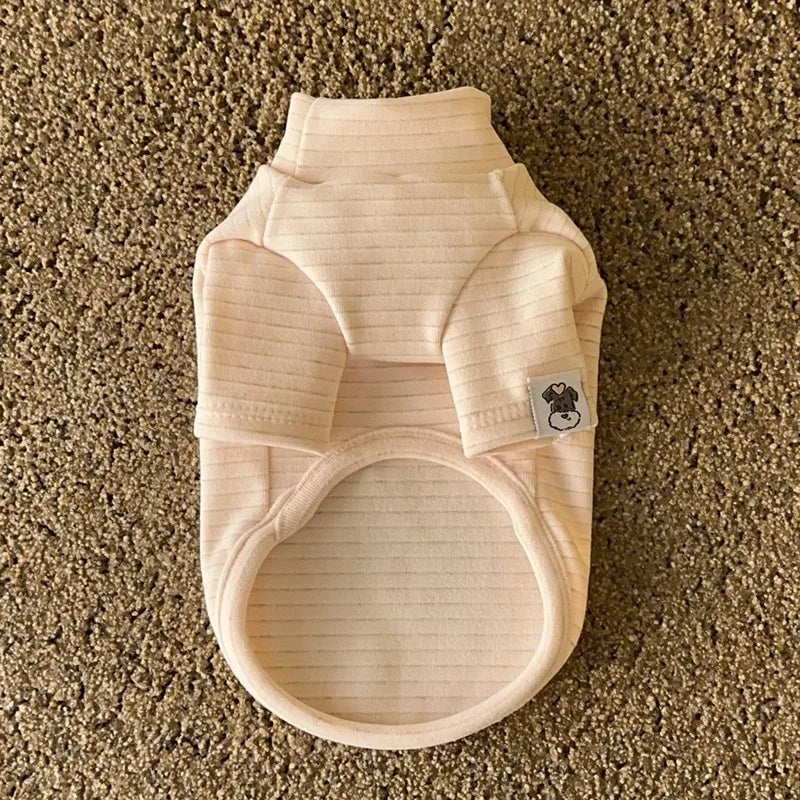 Pet Bottoming Shirt Teddy Beige Striped Vest Bichon Frise Winter