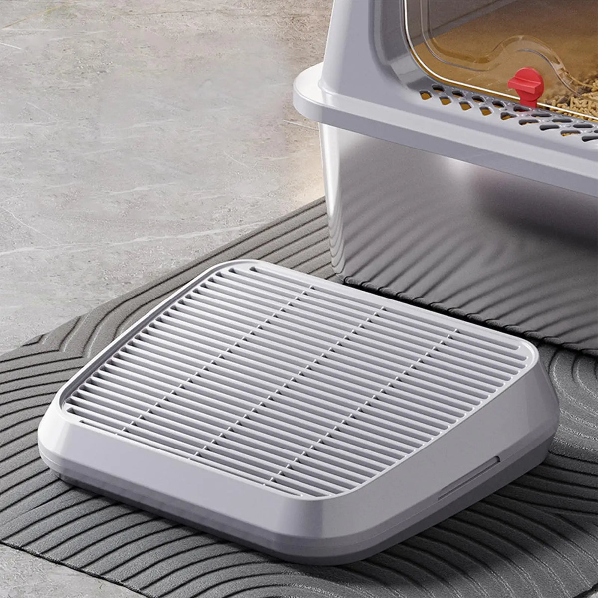 Litter Catcher Litter Trap Mat Cat Ramp Double Layer Elevated Tray