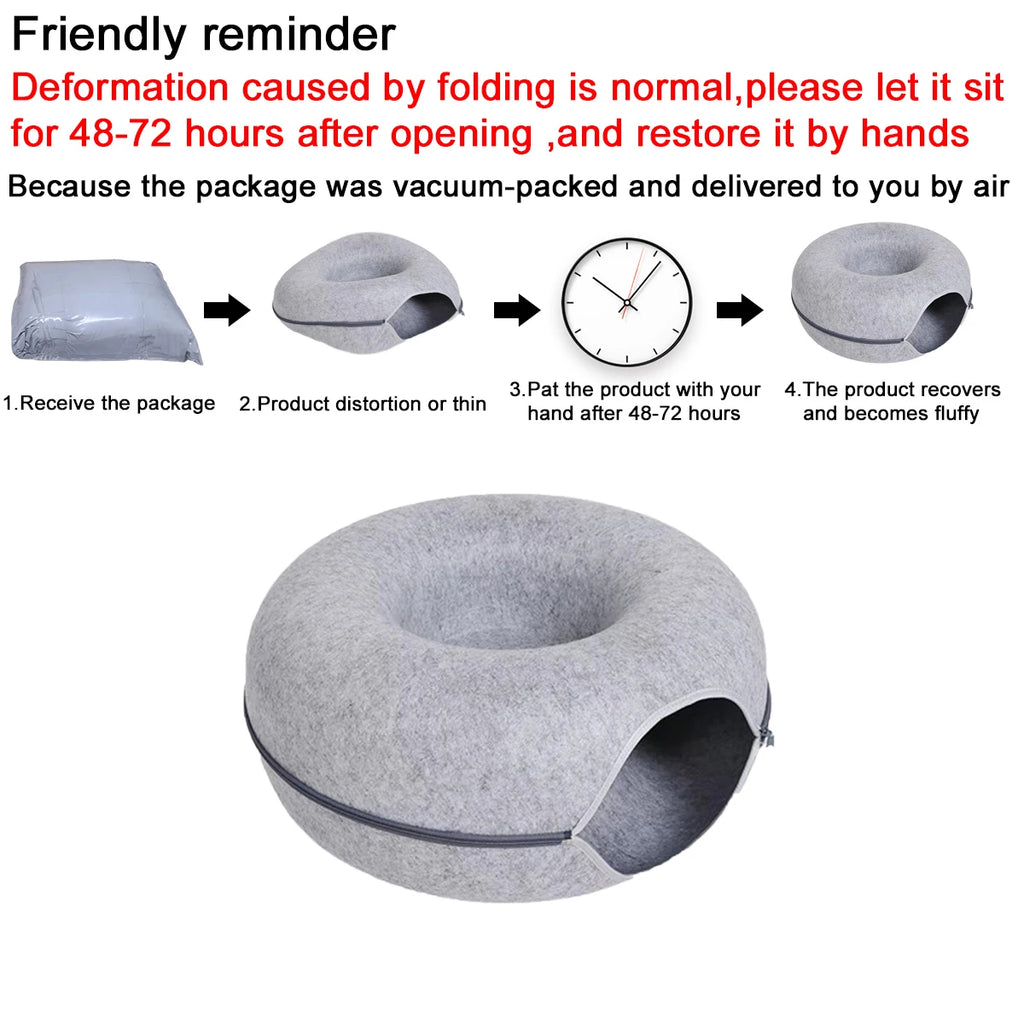 B-Tunnel Donut Cat Bed Interactive Tunnel Pet Felt Indoor Toys