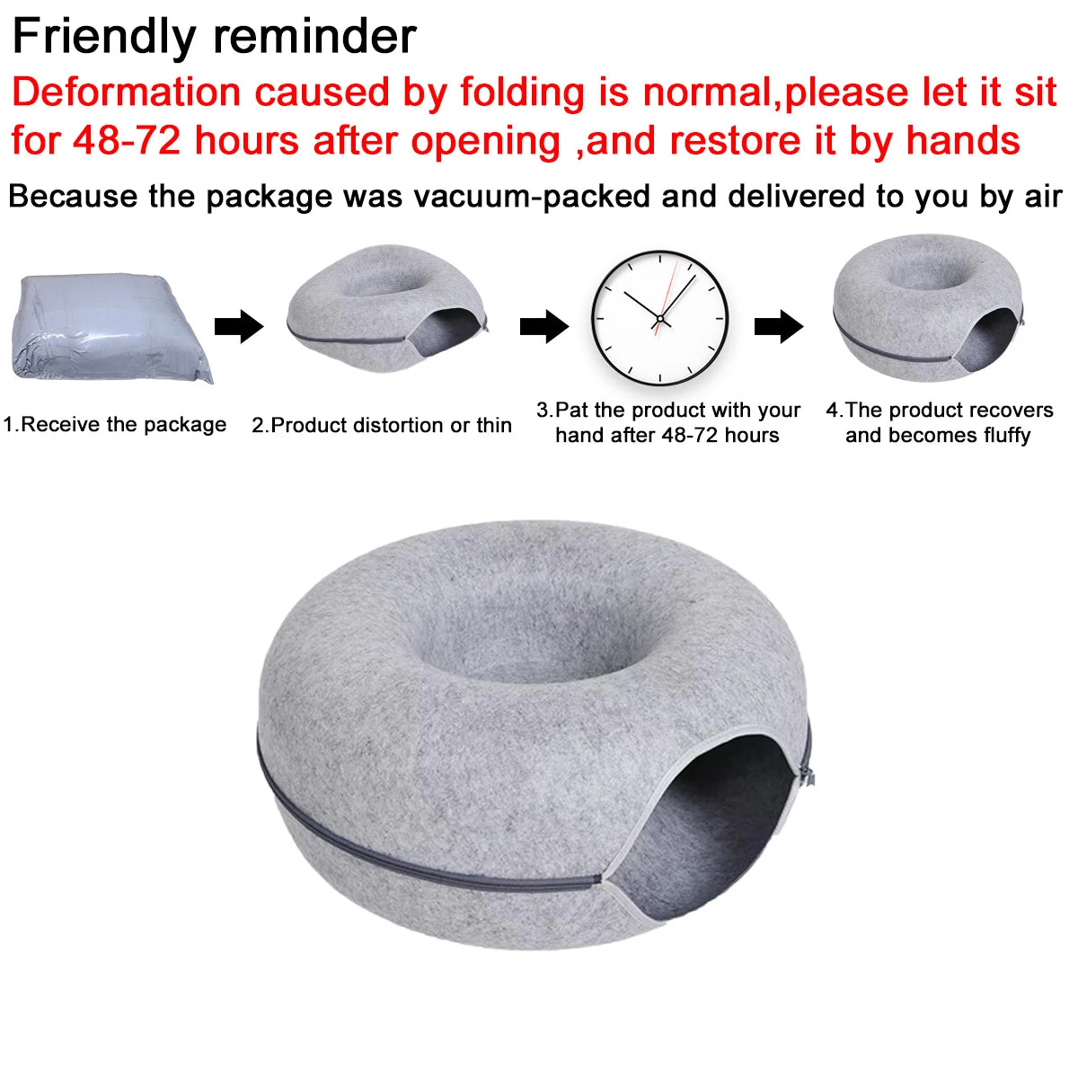 B-Tunnel Donut Cat Bed Interactive Tunnel Pet Felt Indoor Toys