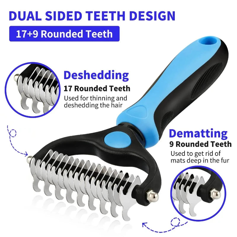 Pet Deshedding Brush Cat Comb Self Cleaning Hair Remover Grooming
