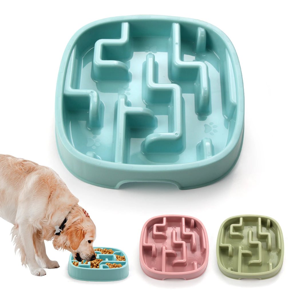 Pet Dog Slow Feeder Bowl Fun Non Slip Anti-Gulping Slower Food