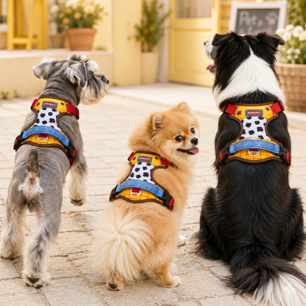 Comfortable Breathable Mesh-Lined Printed Pet Harness with