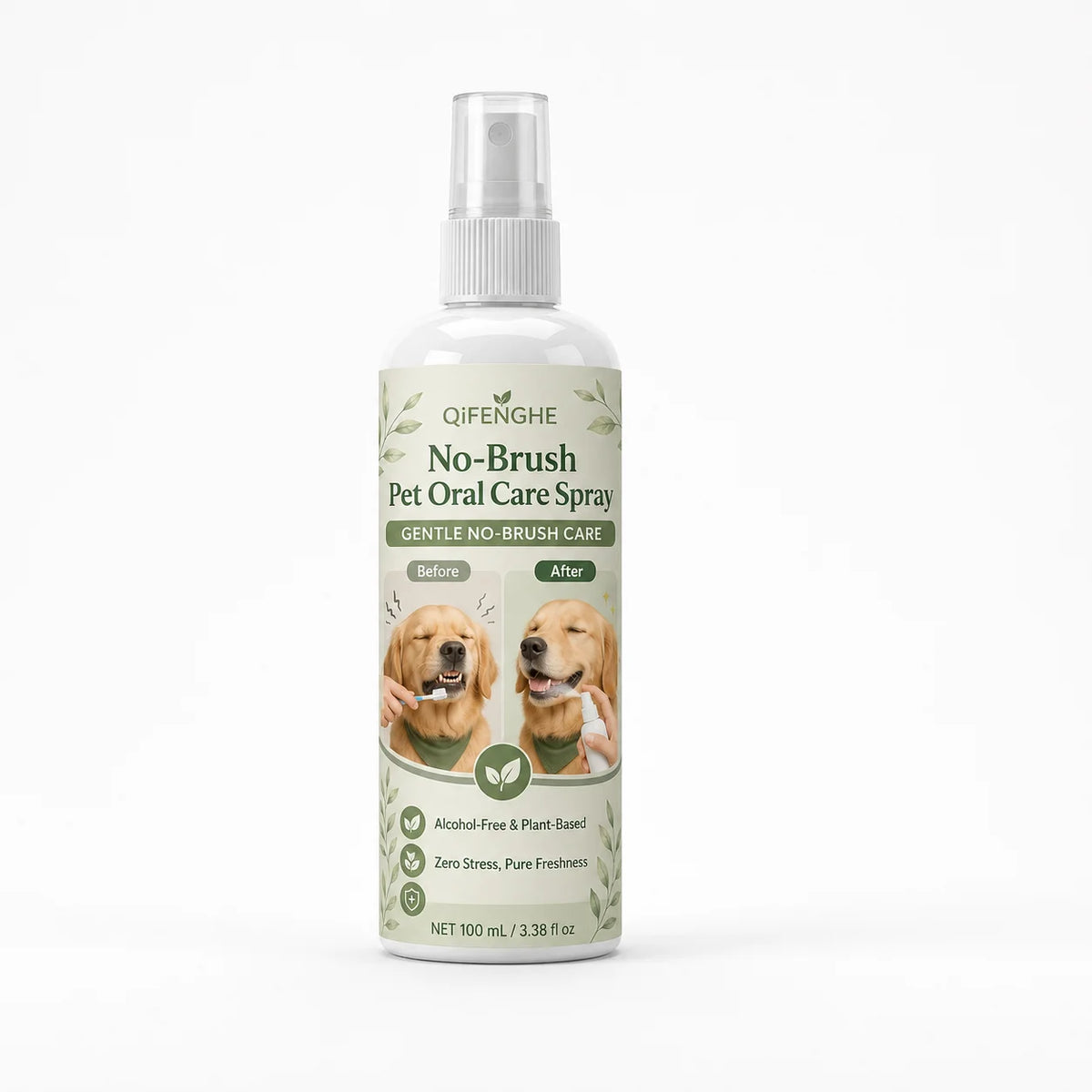 Pet Breath Freshener Spray for Dogs & Cats, No Brushing Needed, Plant-Based & Alcohol-Free, Fresh Oral Care.