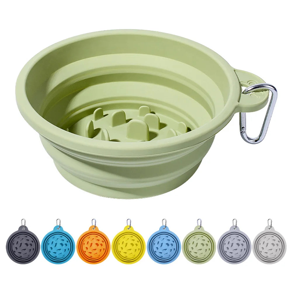 Collapsible Pet Bowl Outdoor Portable: Silicone Slow Feeder Bowl