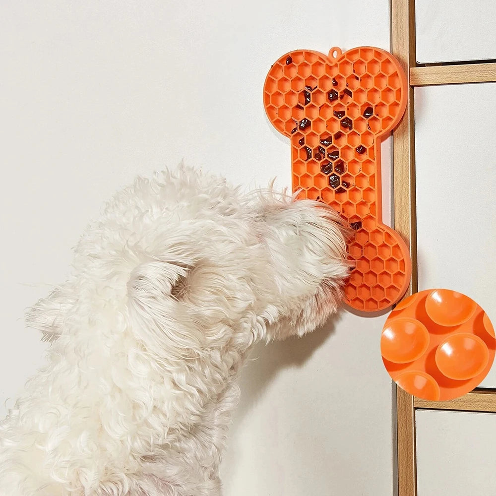 Dog Slow Food Pad Bone Silicone Pet Licking Pad Mat Placemats