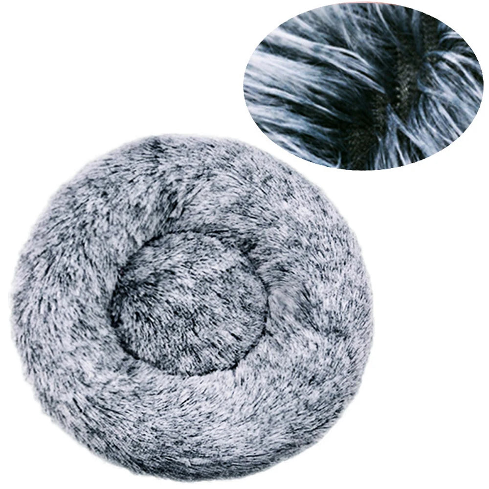 Round Pet Bed for Large Dog Bed Donut Long Plush Cat Bed for