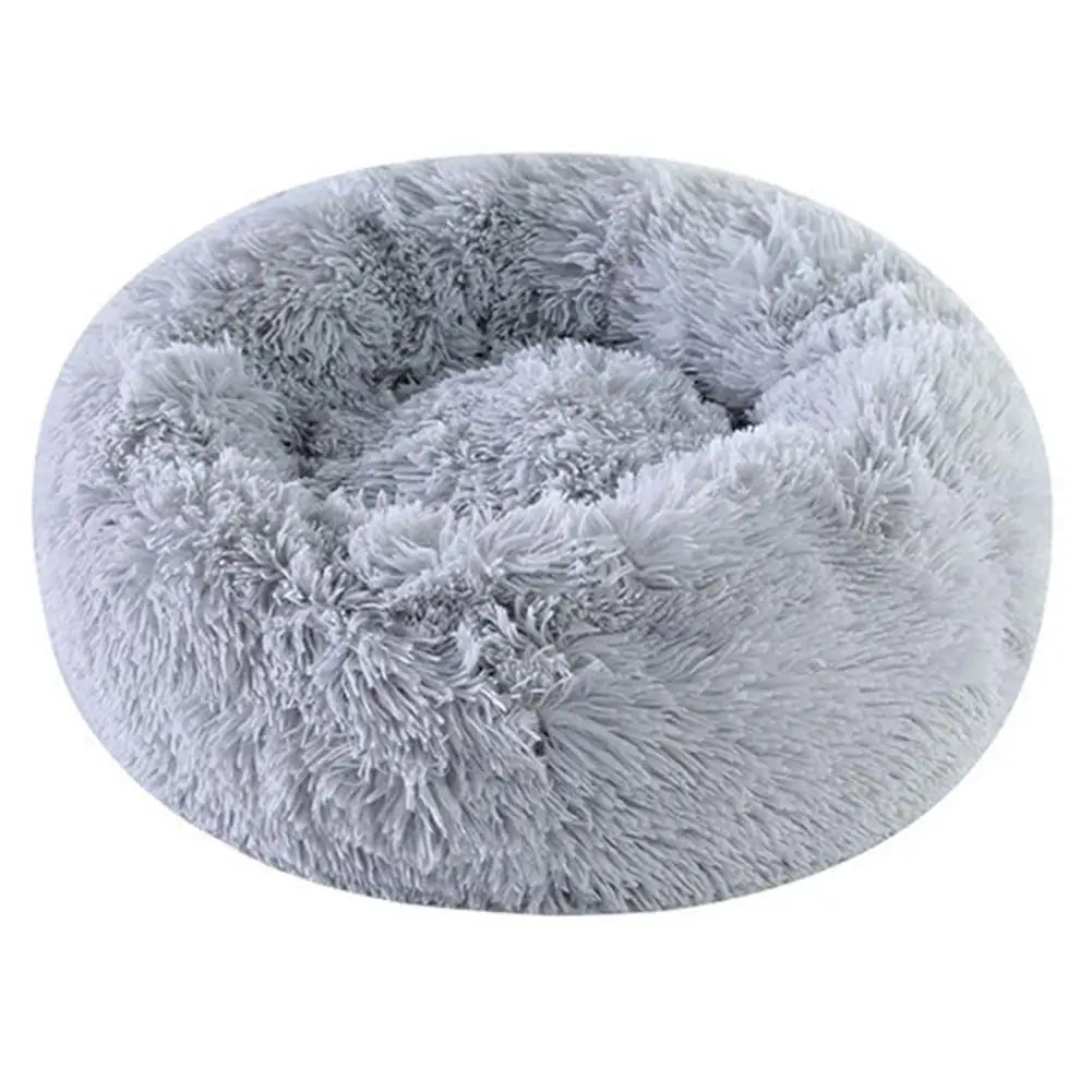 Soft Pet Cat Bed Pad Plush Warm Faux Fur Dog Calm Bed Donut Round